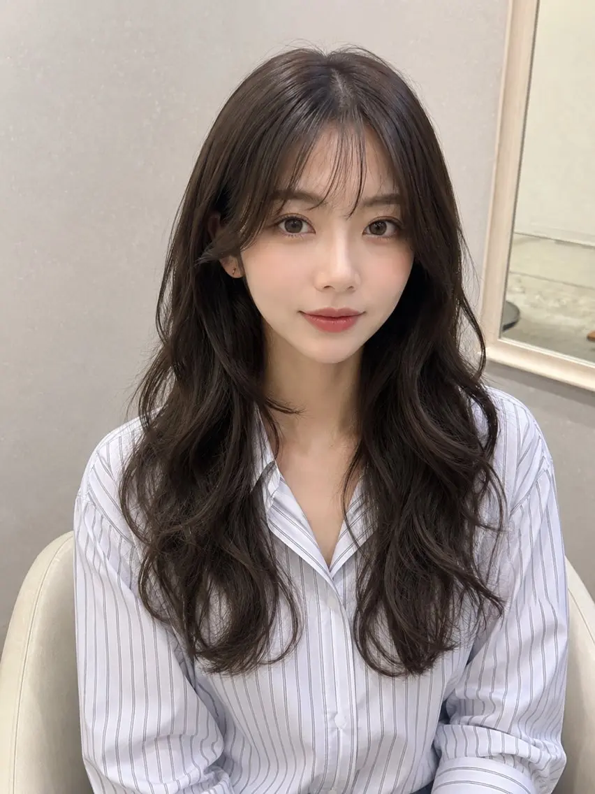 ロング 韓国風ヘア カット ヘアカラー トリートメント 心斎橋🤍inity KIKOのヘアスタイル