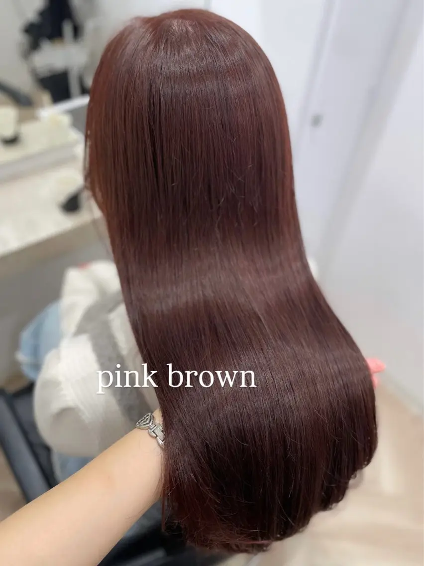 ロング ピンクブラウン 前髪、顔まわりカット 🎀ゆうなのヘアスタイル