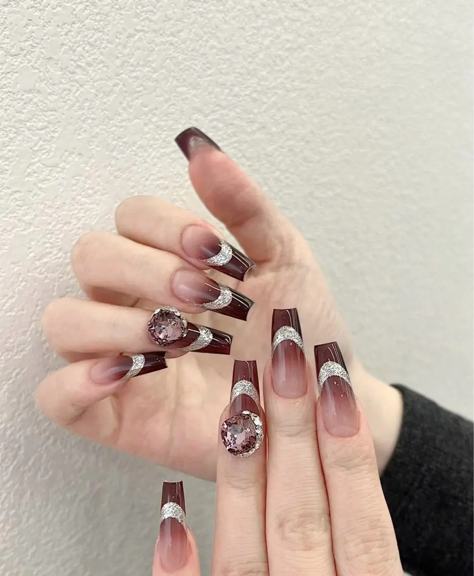 ネイル フラワーネイル フレンチネイル ジェルネイル ガラスフレンチ ハート ハンドネイル BabyYouMi nailのネイルデザイン