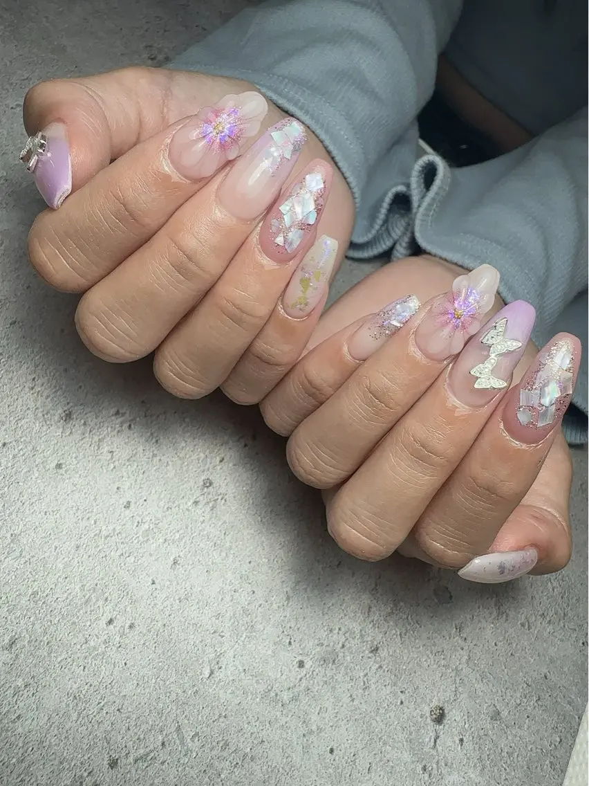 ネイル アートネイル 入学式 ハート マグネットネイル 持ち込み ハンドネイル Nailsalon Mimiy..♡のネイルデザイン