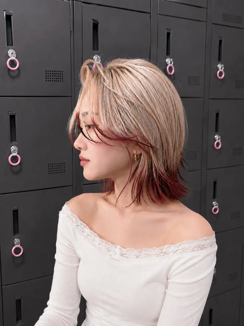 セミロング ヘアカラー 🍒ベージュ×エンド カラー🍒まゆかのヘアスタイル