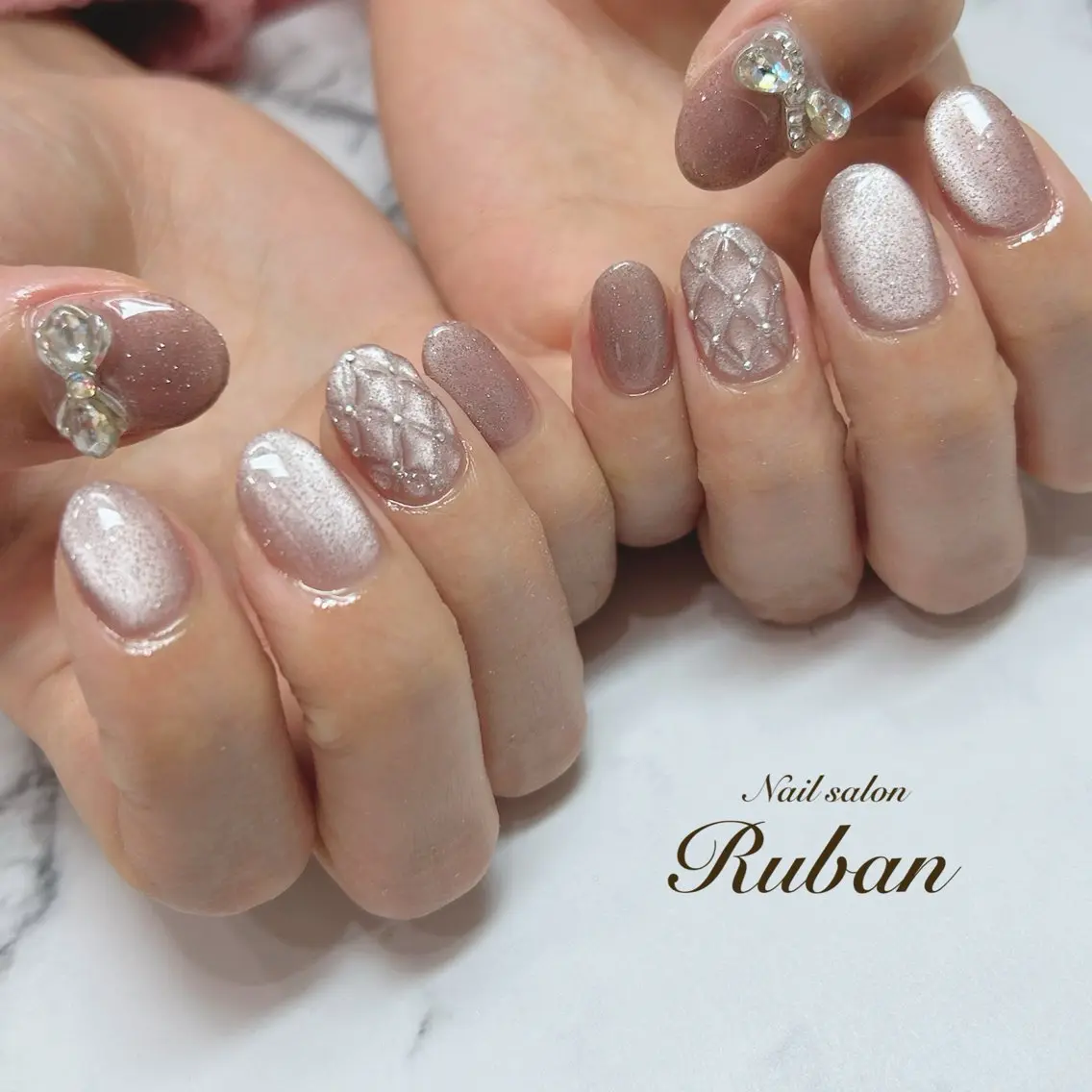 ネイル フラッシュネイル マグネットネイル リボン Nail salon Rubanのネイルデザイン