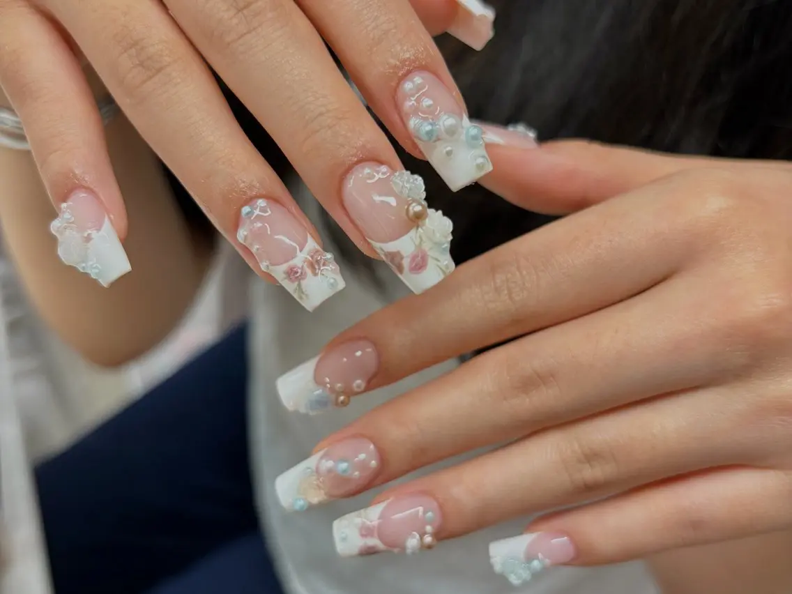 ネイル スクエアネイル ハンドネイル 🌺SAYAKA🌺 長さだし専門のネイルデザイン