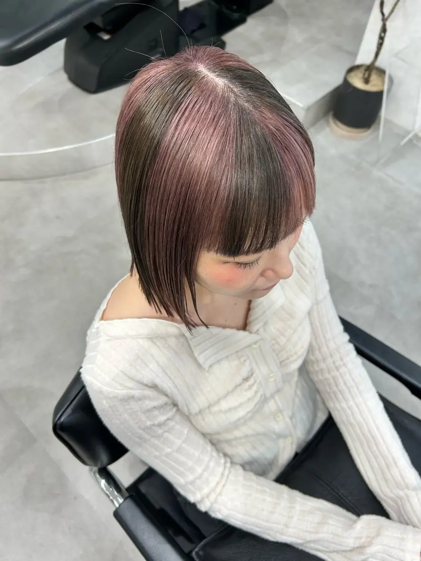 ミディアム カラー ヘアカラー トリートメント 髪質改善will hairdesignのヘアスタイル