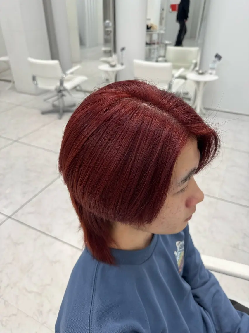ショート カラー メンズ レッドカラー 🔥メンズ特化美容師 🔥石川大雅のヘアスタイル