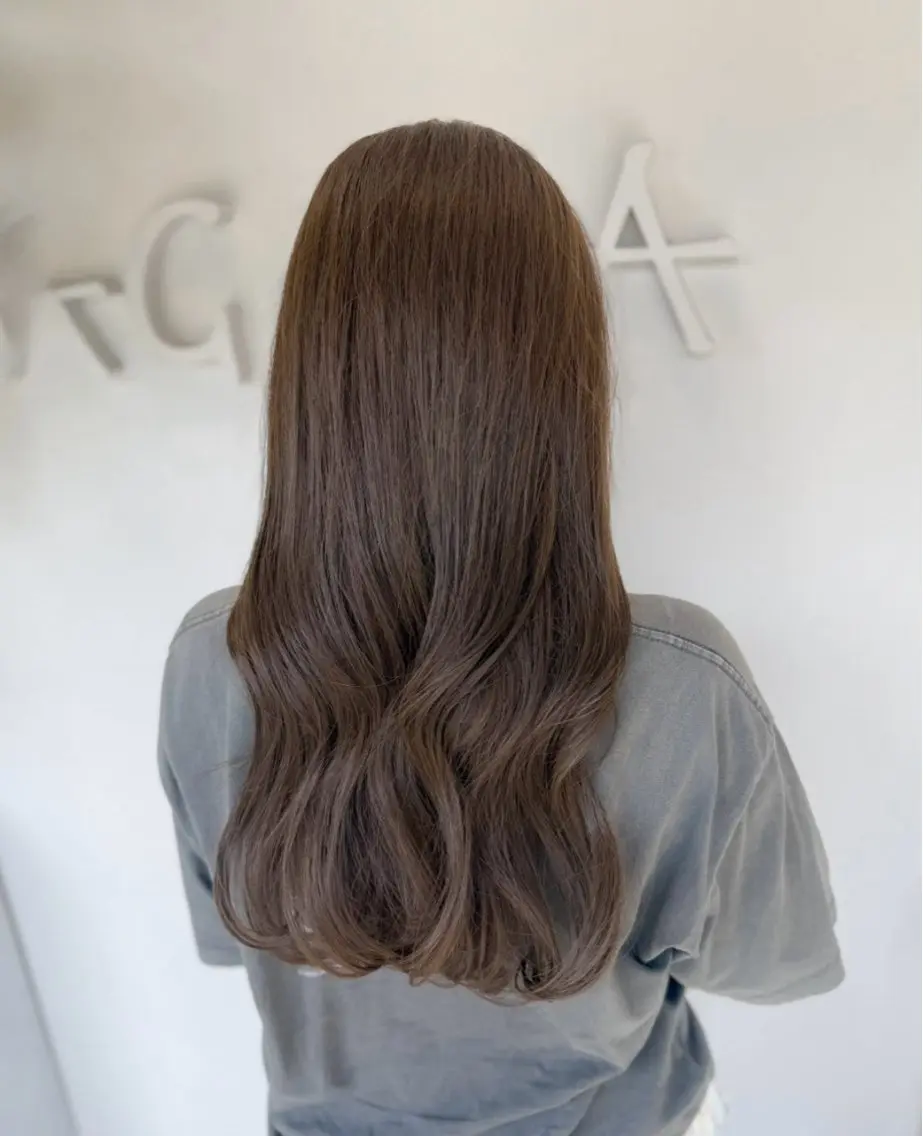 ロング カラー オリーブカラー カット ヘアカラー トリートメント 透明感カラー／ 艶感カラー／RAMUのヘアスタイル