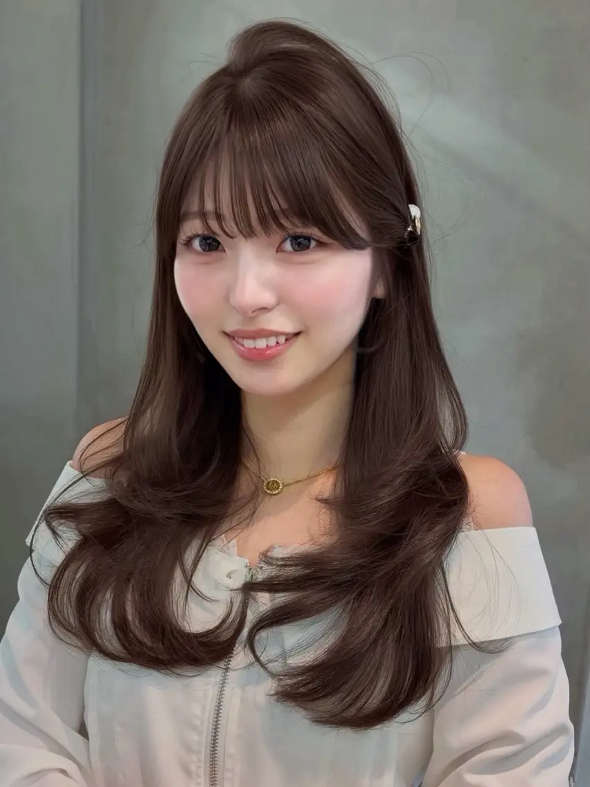 セミロング カラー ヘアアレンジ ヘアカラー トリートメント 【博多髪質改善】 吉村 清志のヘアスタイル