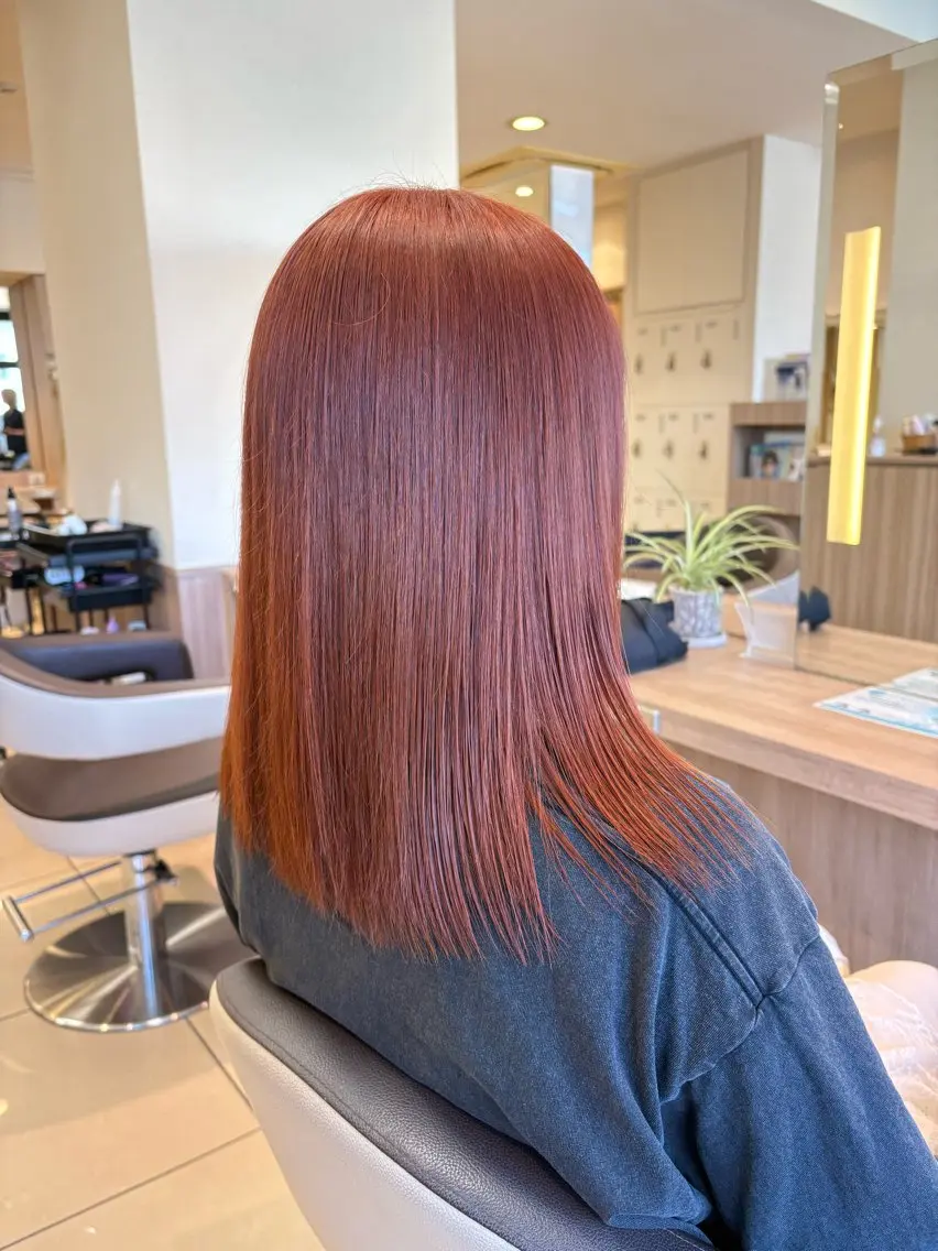 セミロング オレンジブラウン カット ヘアカラー トリートメント 透明感カラー/ 松井克樹のヘアスタイル