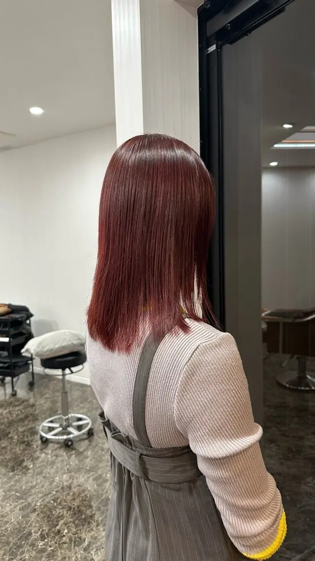 ミディアム カラー ブリーチ ブリーチなしカラー 村田 菜摘のヘアスタイル