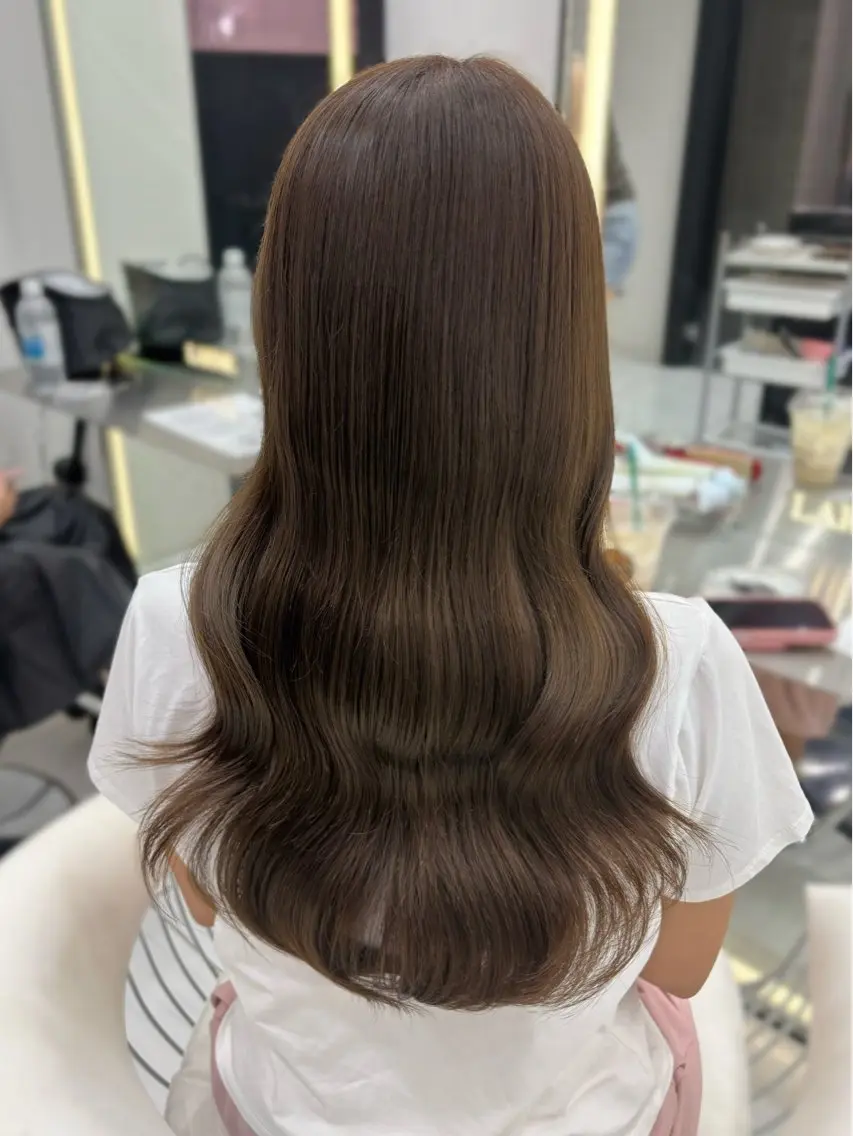 ロング カラー カット ヘアカラー トリートメント 新宿/韓国ヘア 中明度カラー/かやのヘアスタイル
