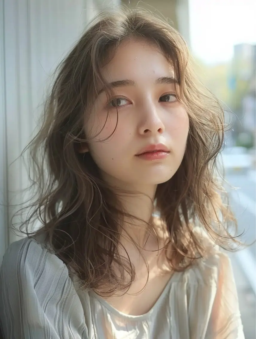 セミロング カット ヘアカラー 顔周りの似合わせ特化 井手麻梨栄のヘアスタイル