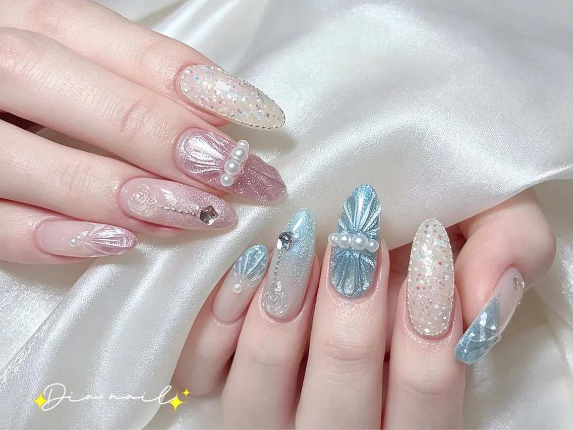 ネイル フットネイル 韓国ネイル レース マグネットネイル ニュアンスネイル ハンドネイル Dia nail サロンのネイルデザイン