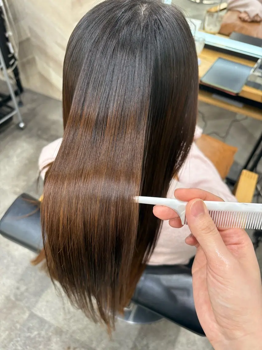 ロング 髪質改善 ロング 縮毛矯正 カット 縮毛矯正 SHANTi 飯塚 ヘアセット/髪質改善のヘアスタイル