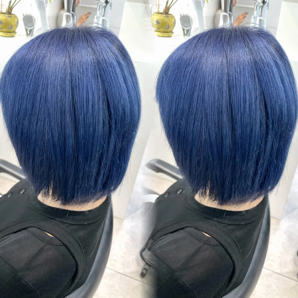 ミディアム カラー ブリーチ ブルーカラー ネイビーカラー ヘアカラー トリートメント 原宿/ハイライト バレイヤージュ/大智のヘアスタイル