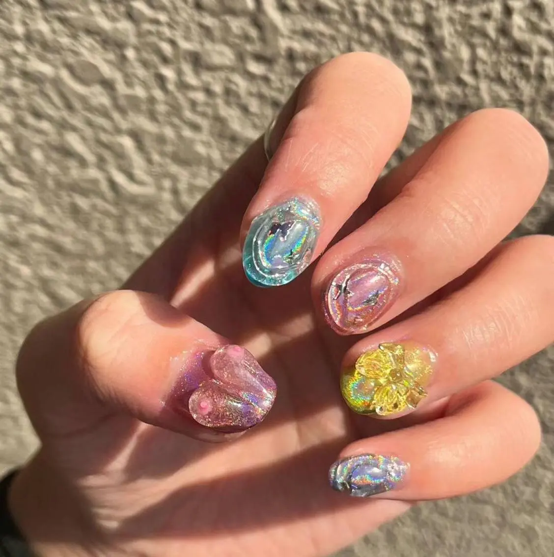 ネイル オーロラネイル ミラーネイル babarla Nailのネイルデザイン