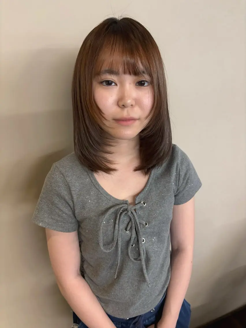 ミディアム 韓国風ヘア レイヤーカット カット ゼロヘアーガーデン むらなかあやね🐰ᩚのヘアスタイル
