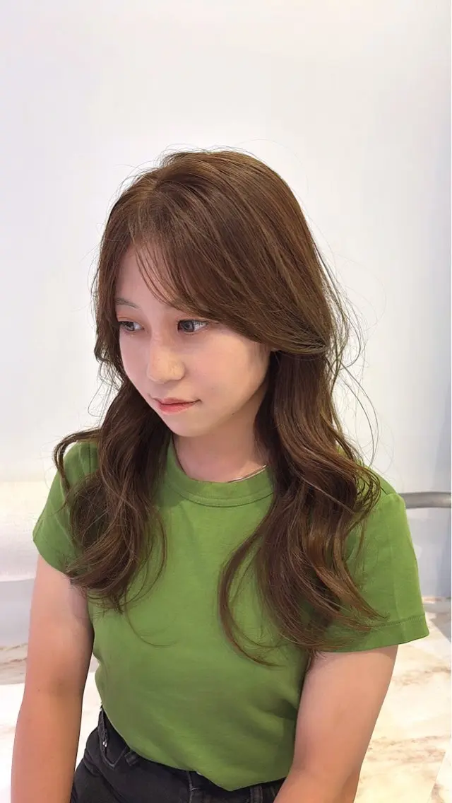 ロング カラー オレンジ カット ヘアカラー 若松 心和のヘアスタイル