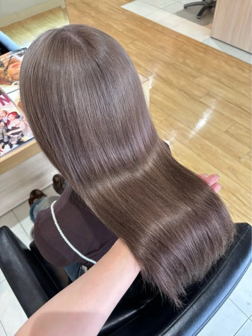 ロング カラー ダブルカラー グレージュ モカグレージュ ヘアカラー モトキ カラー/ヘッドスパのヘアスタイル