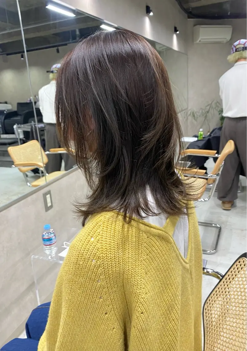 ミディアム カラー カット ヘアカラー トリートメント Saki/レイヤー/ 韓国/透明感カラーのヘアスタイル