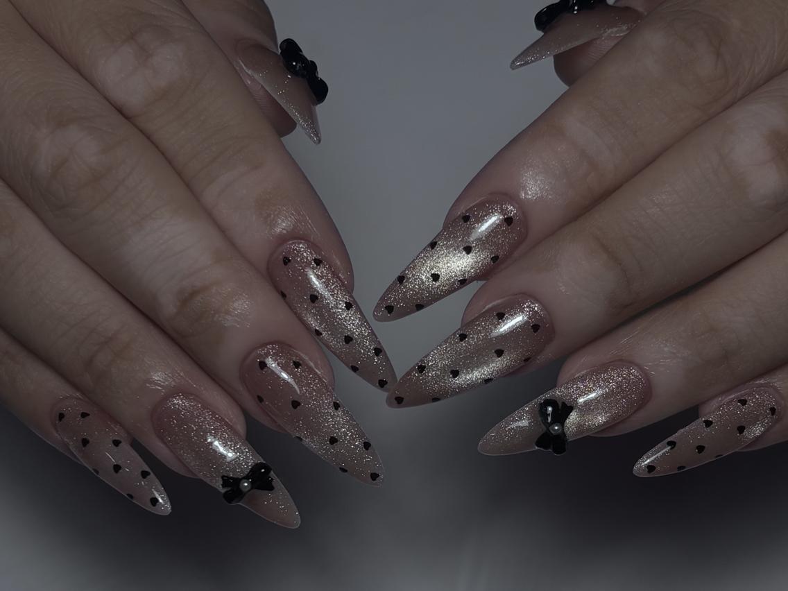 ネイル 長さ出し グラデーション 卒業式 キラキラネイル マグネットネイル ハンドネイル YUNA Belle Nail 池袋のネイルデザイン