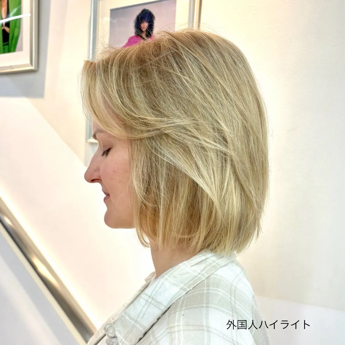 ミディアム カラー ブロンド 透明感カラー ハイライトカラー 外国人風カラー ハイライト 海外ヘア / Juanのヘアスタイル