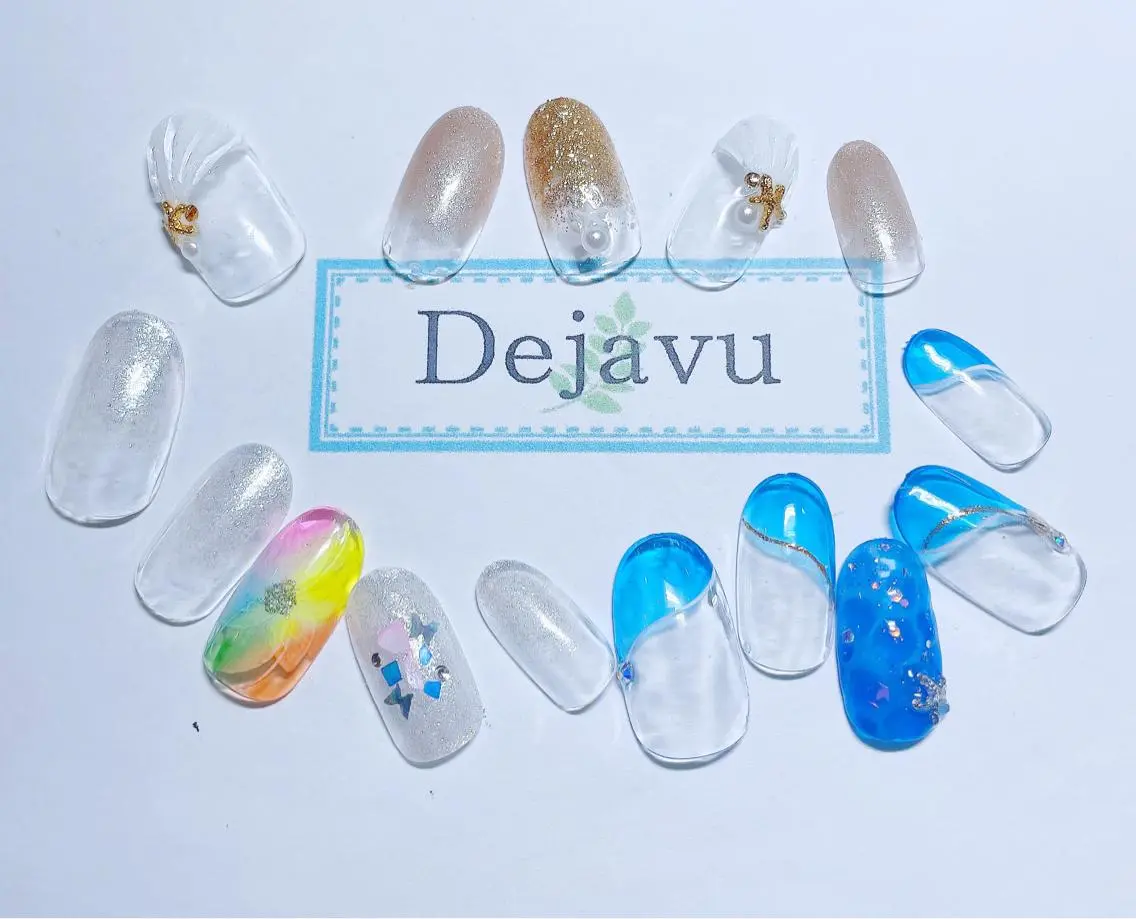 ネイル アートネイル ジェルネイル シンプルネイル 夏ネイル ハンドネイル Nail salon Dejavu 🌿のネイルデザイン