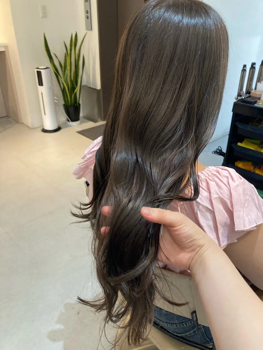 ロング カット ヘアカラー トリートメント ✨色持ちの良い艶 カラー✨蟹江真世のヘアスタイル