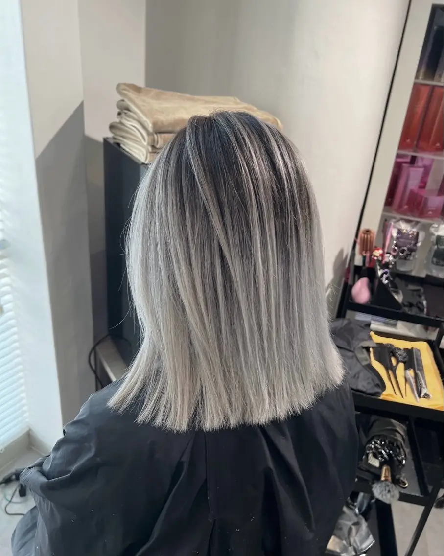 ショート カラー バレイヤージュ シルバー ホワイトシルバー レイヤーカット 指名数No.1 /NAOYAのヘアスタイル