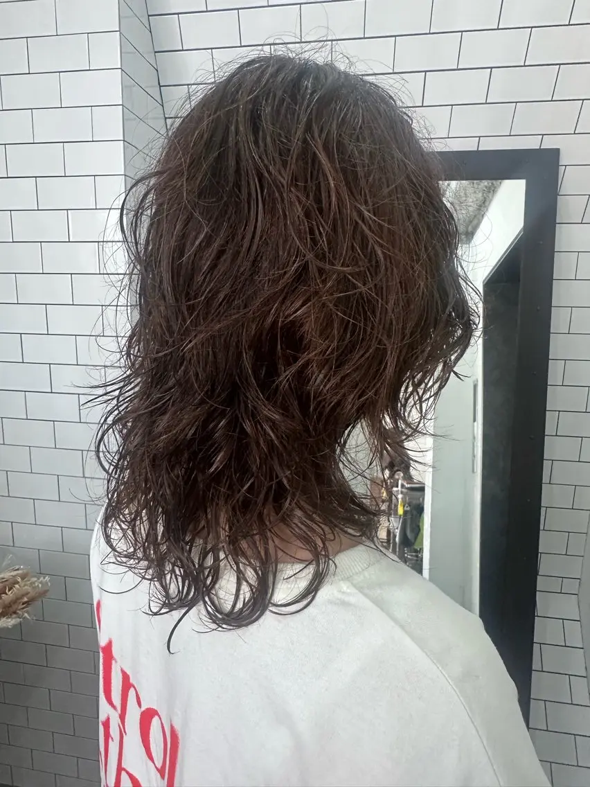 セミロング パーマ カット パーマ トリートメント 妙見 知洋のヘアスタイル