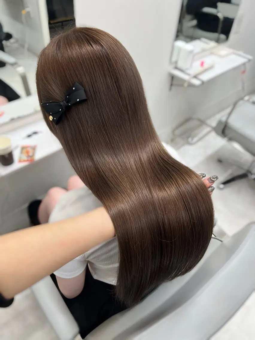ロング カット ヘアカラー トリートメント ヘアセット クルミ🤍推し活 🎀ピンクカラーのヘアスタイル