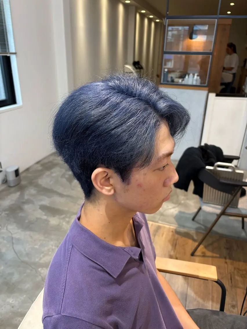 カラー メンズ ブルーカラー ダブルカラー reefur マリナのヘアスタイル