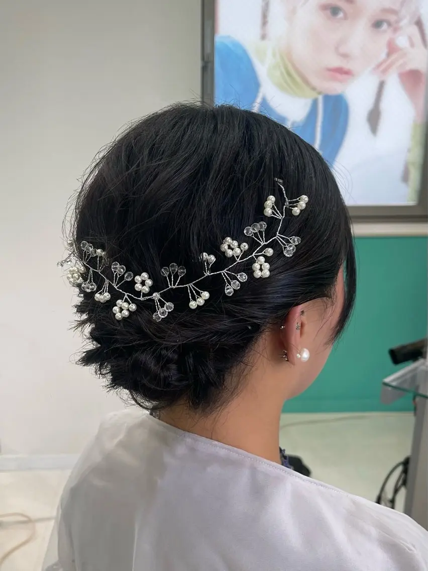セミロング ヘアアレンジ ヘアセット mana/ブリーチ/ メンズ/ヘアセットのヘアスタイル