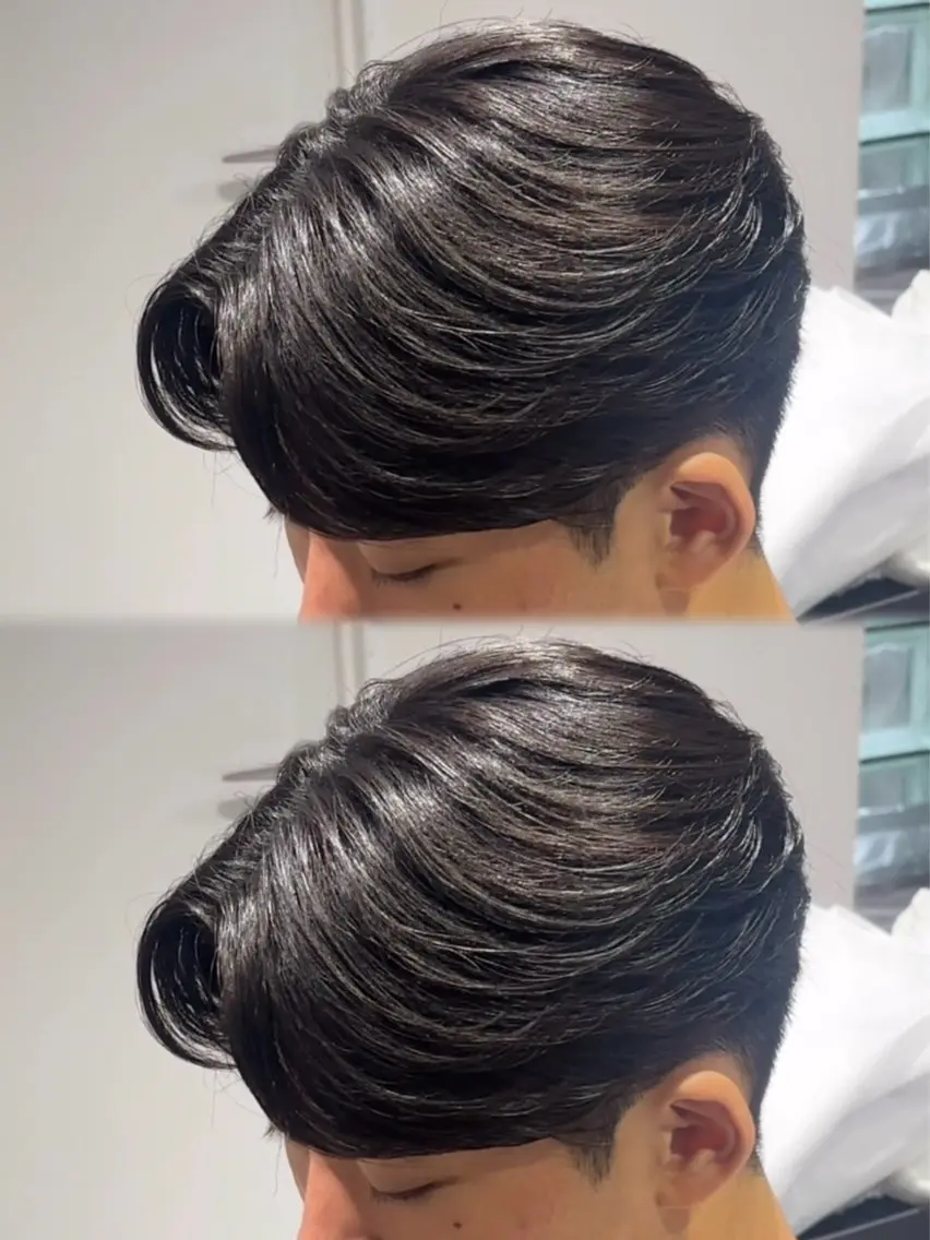 パーマ メンズ カット 縮毛矯正 曲がる縮毛矯正 センターパート高森蓮のヘアスタイル