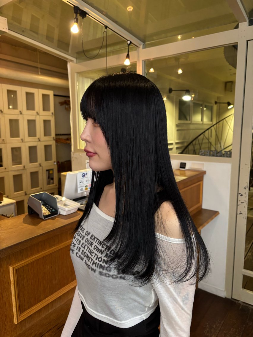 ロング カラー カット ヘアカラー くいた あやなのヘアスタイル