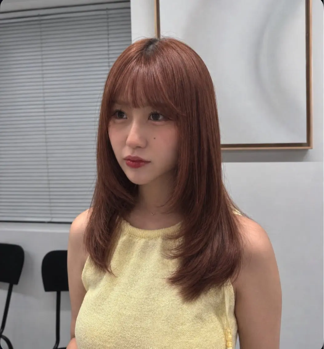 【期間限定🌱】韓国風レイヤーカット+艶カラー+プレミアムトリートメント🫧🍒の写真