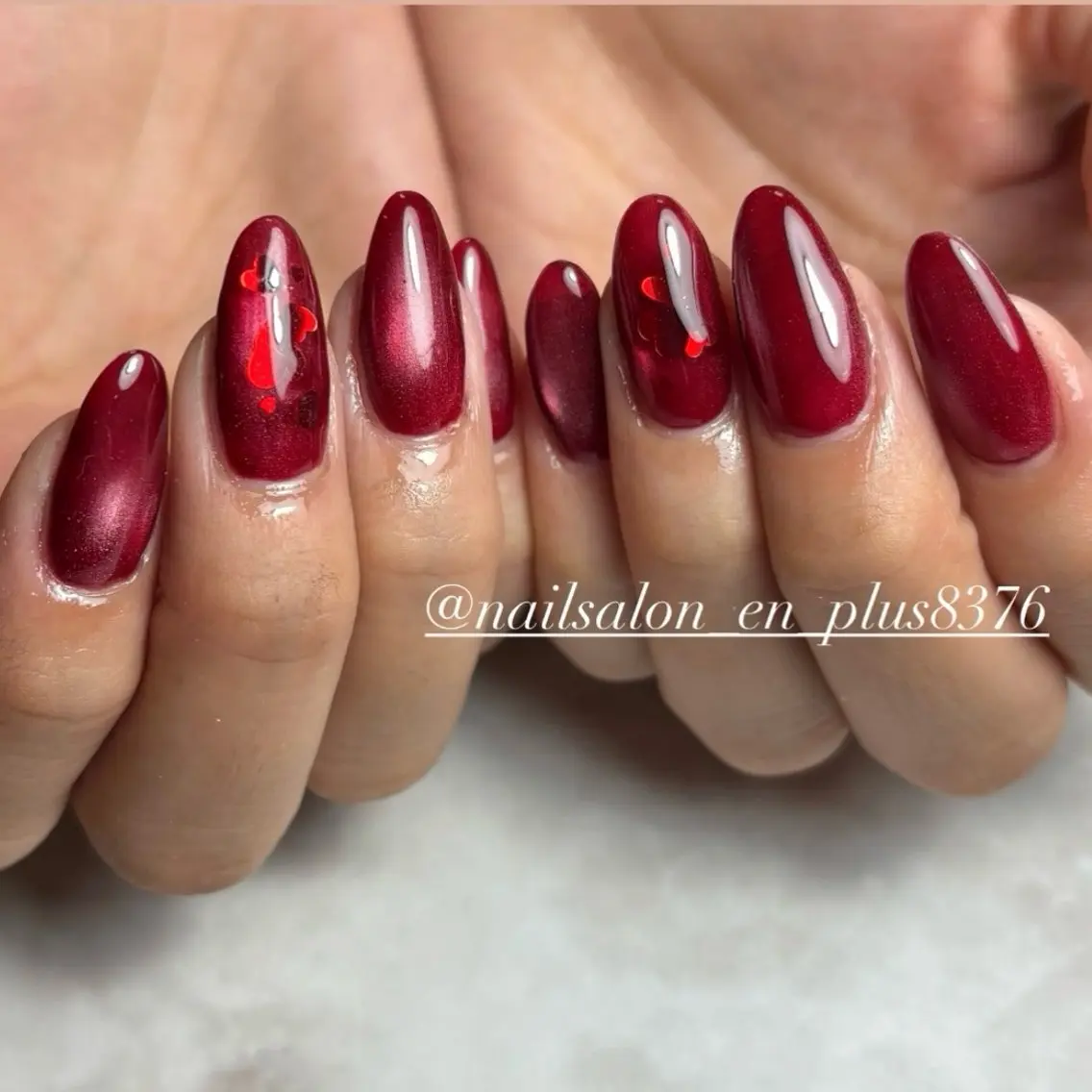 ネイル シンプルネイル バレンタイン ハンドネイル NAILSALON en+沖縄市美原のネイルデザイン