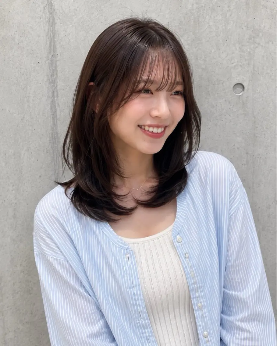 ミディアム カラー ヘアアレンジ カット ヘアカラー トリートメント 🌱透明感カラー🌱 レイヤー/コウスケのヘアスタイル