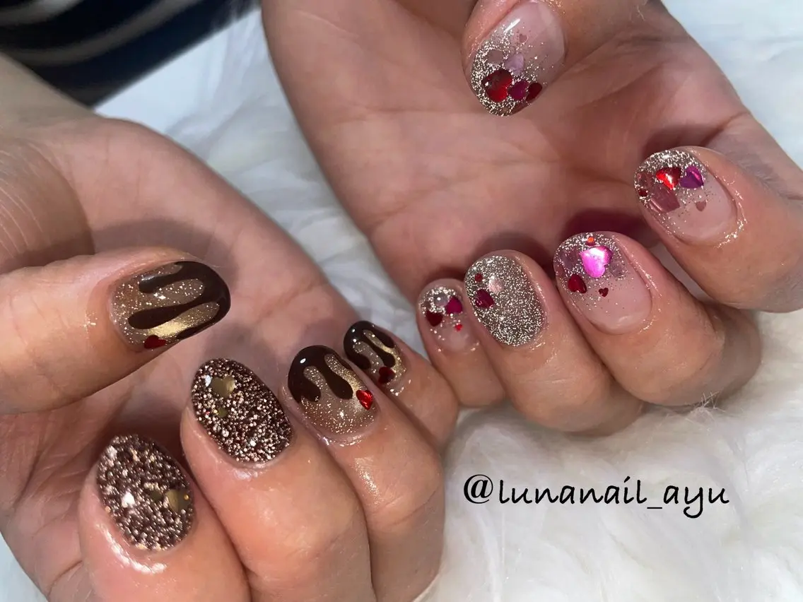 ネイル バレンタイン ハンドネイル LUNA NAIL ayuのネイルデザイン