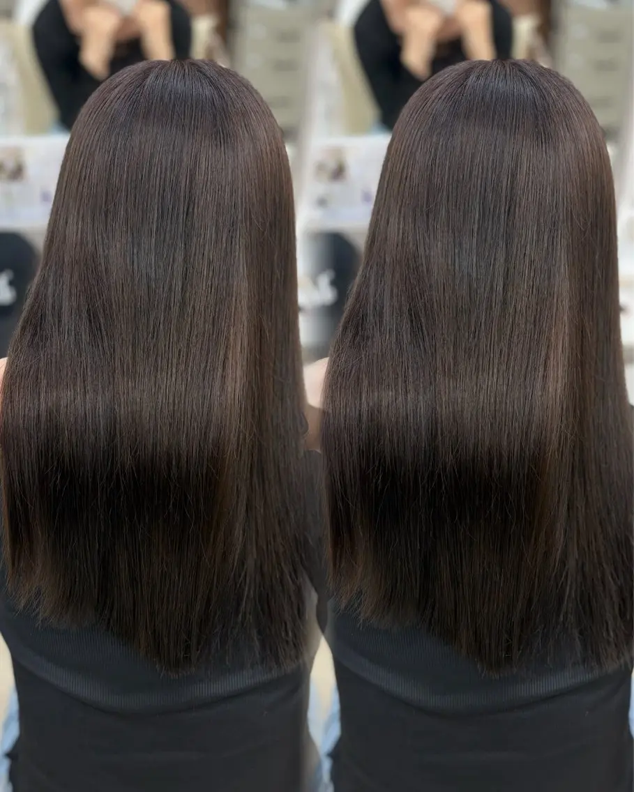 ロング カラー ブラウンカラー チョコレートブラウン 卒業式のヘアスタイル 髪質改善 縮毛矯正 ヘアカラー 縮毛矯正 トリートメント COCO_kaho カラー/髪質改善のヘアスタイル