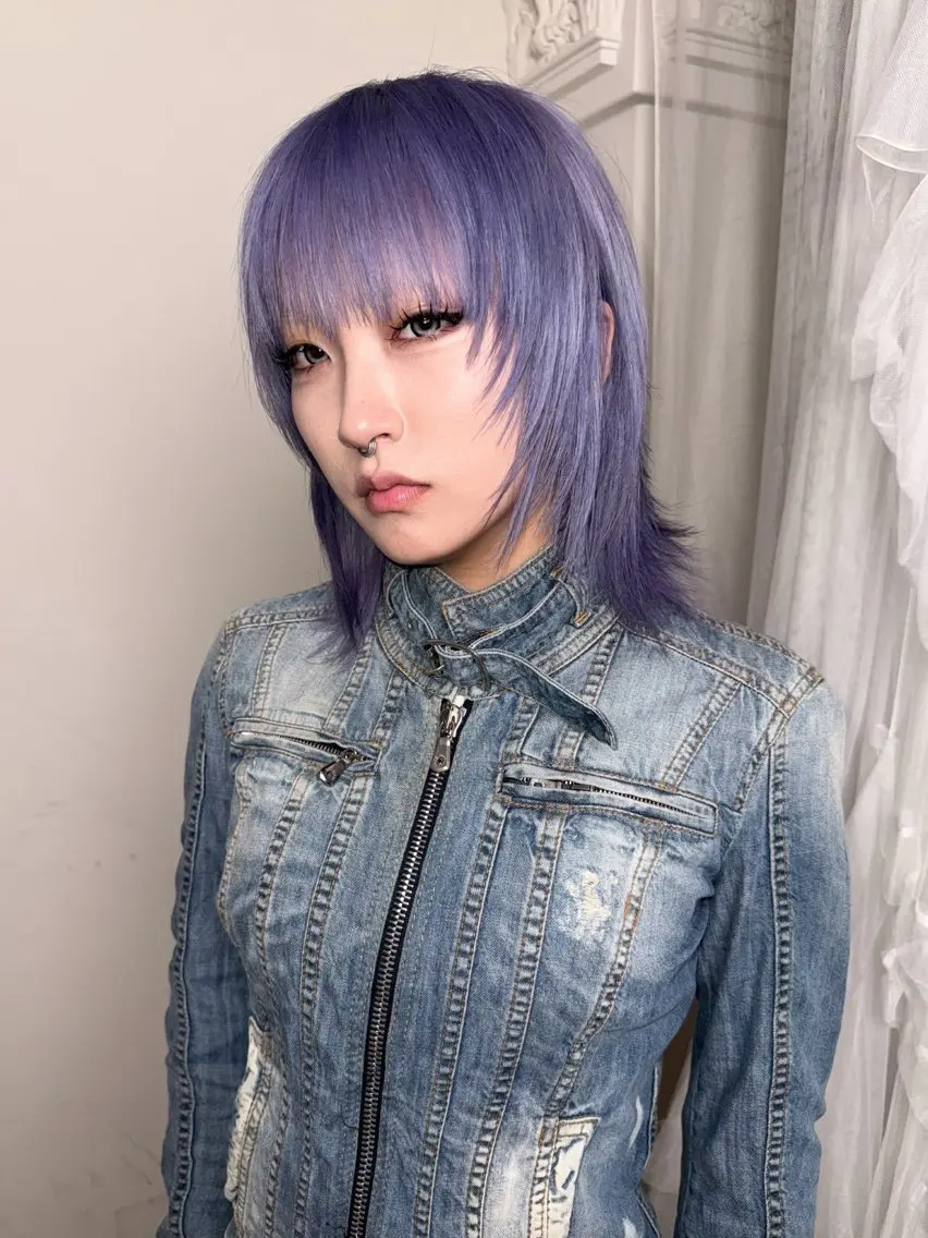 ミディアム カラー シャギー カット ヘアカラー トリートメント ヘッドスパ ヘアセット HARUNA/原宿/ デザイン/カットのヘアスタイル