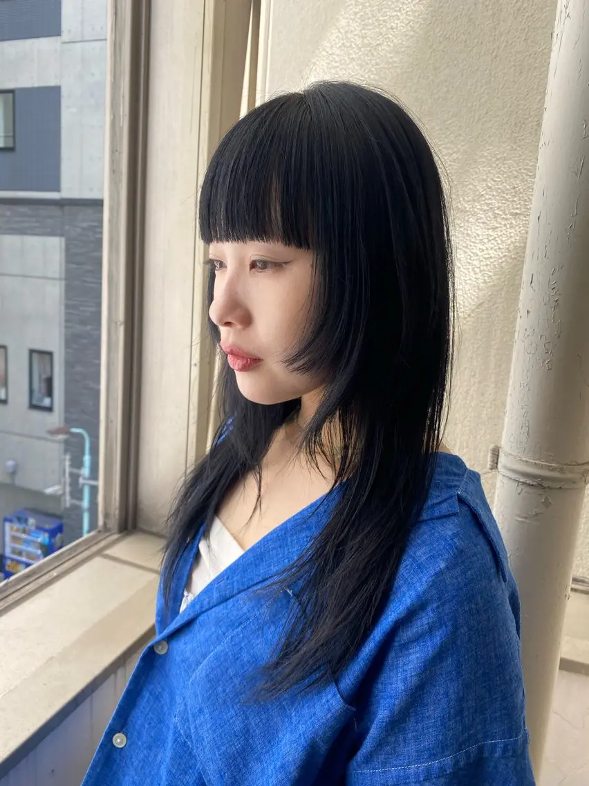 ロング カラー 黒髪 ブルーカラー ブルーブラック 🌸透明感艶 カラー🌸Yuukiのヘアスタイル