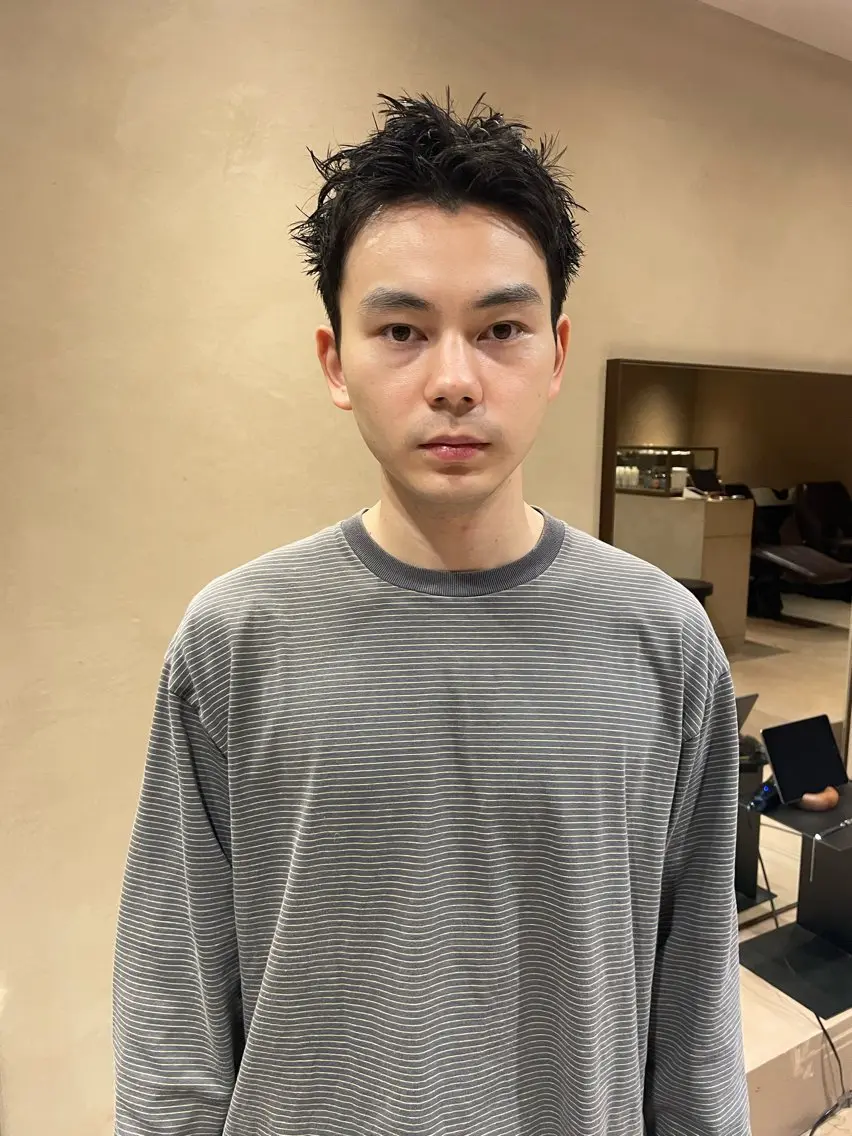ショート パーマ メンズ カット men'sセンター パート徳田浩二のヘアスタイル
