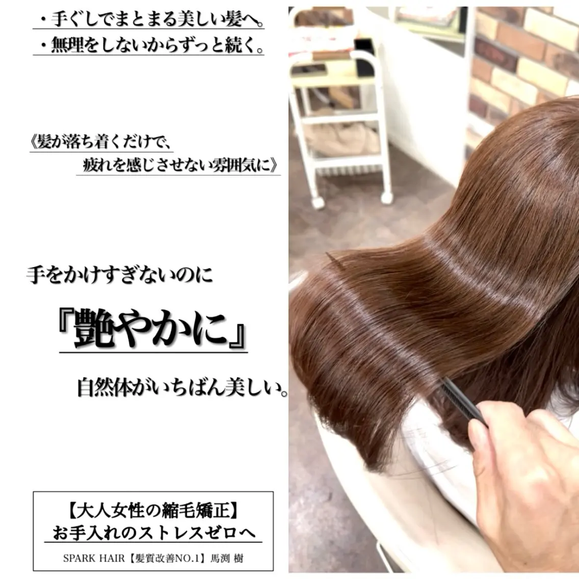 セミロング カラー カット ヘアカラー 大人女性の縮毛矯正/ 艶髪職人/馬渕樹のヘアスタイル