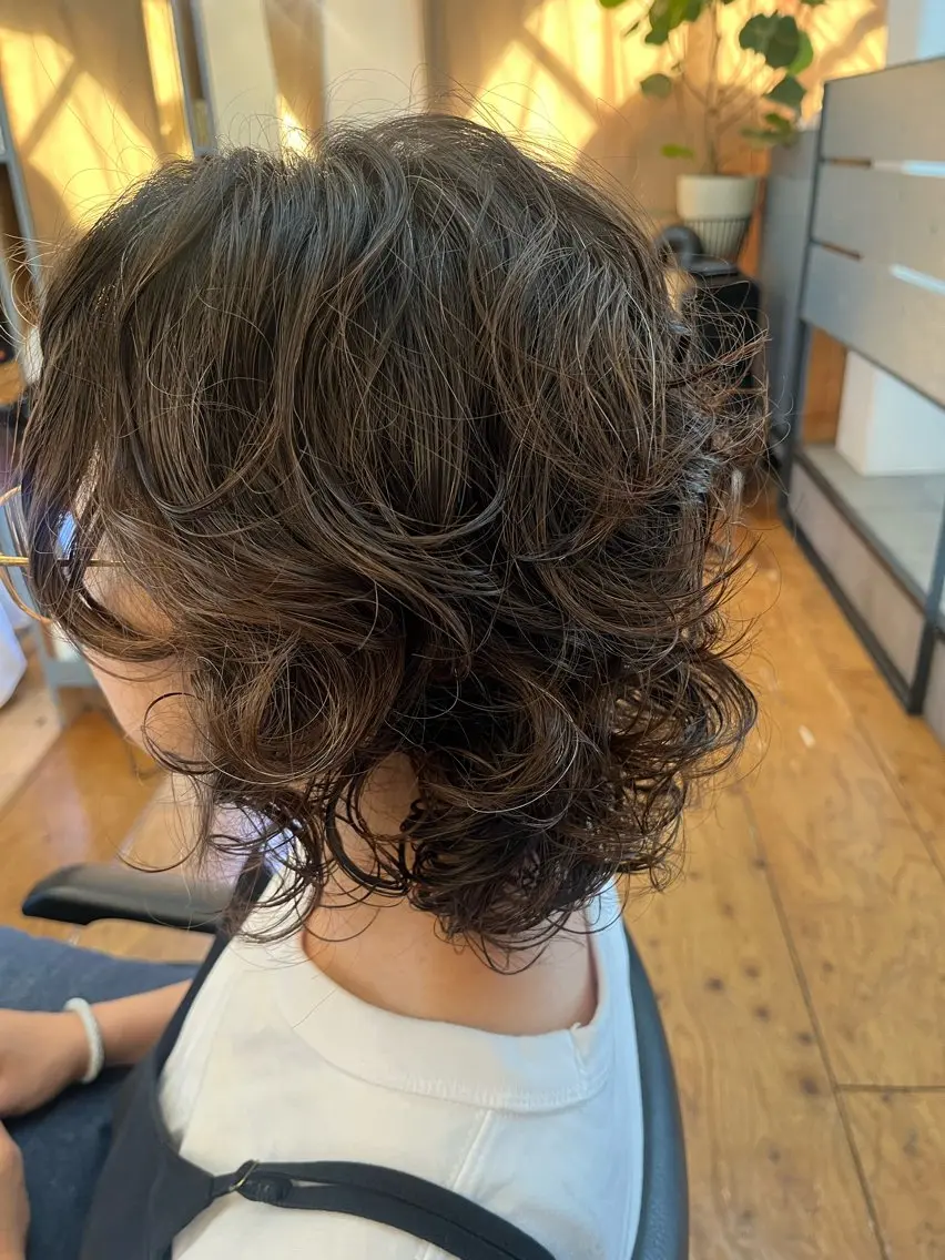 ミディアム パーマ ミディアムパーマ ボブ トリートメント カット パーマ Lagom なかだのヘアスタイル