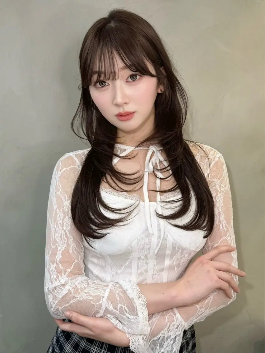 ロング カラー ハッシュカット レイヤーカット ワンホンレイヤー カット ヘアカラー トリートメント 大宮レイヤーカット ハッシュ　柏崎颯刀のヘアスタイル
