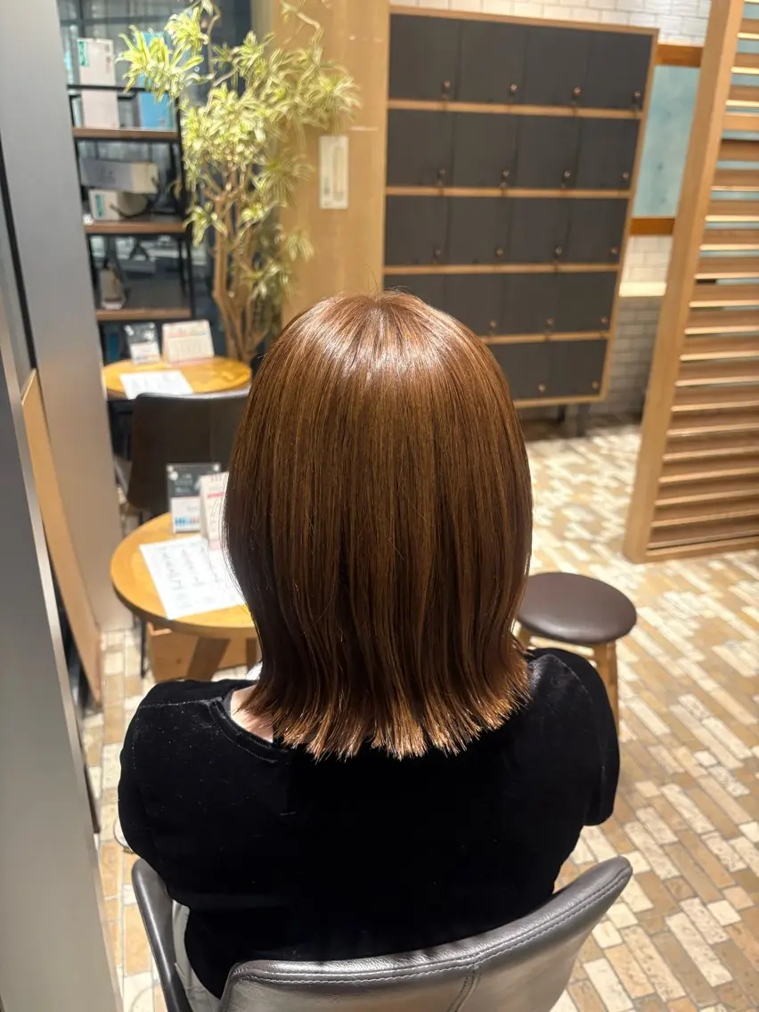 ミディアム カット ヘアカラー ノンダメージカラー/ ボブ/RINのヘアスタイル