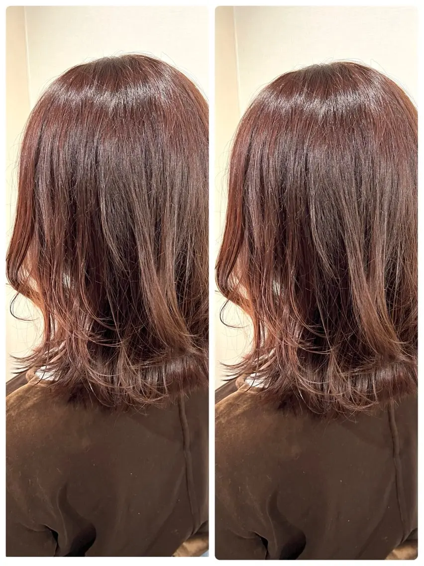 ミディアム カラー ベージュカラー ピンクカラー ピンクベージュ くびれヘア レイヤー/ボブ 特化✂️福岡のヘアスタイル