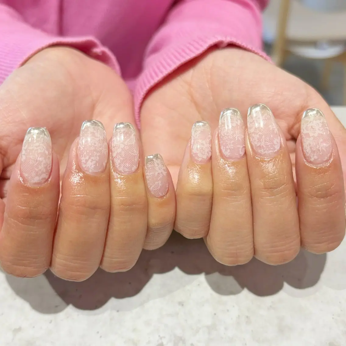 ネイル レース ミラーネイル 持ち込み Ayu ꕤ︎︎。°⋆のネイルデザイン