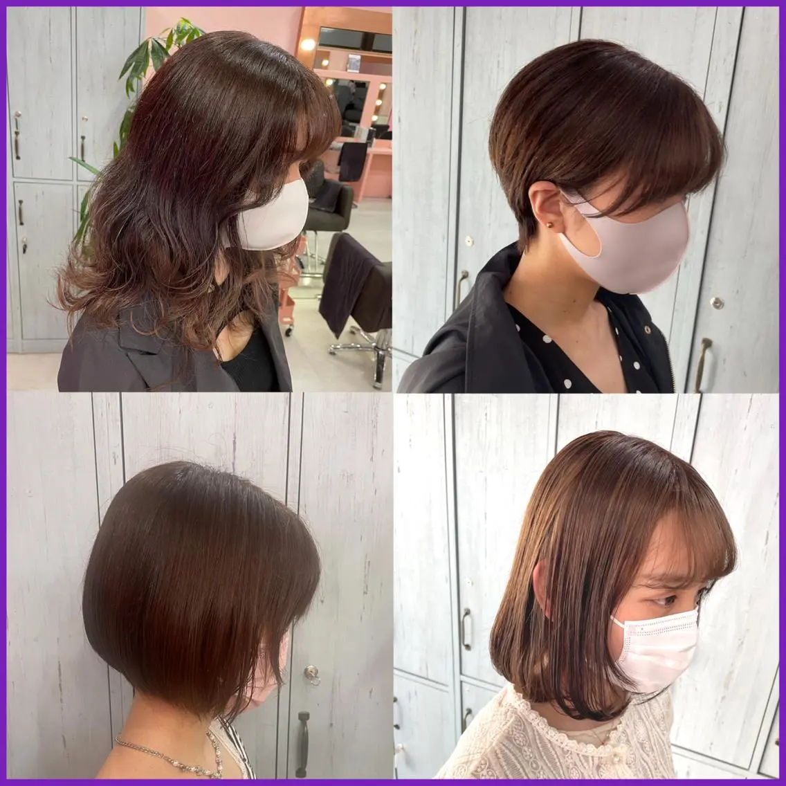 セミロング アッシュ アッシュグレー アッシュグレージュ ミストバング ピンクブラウン 町田ブリーチデザイン 🌈MANATOのヘアスタイル
