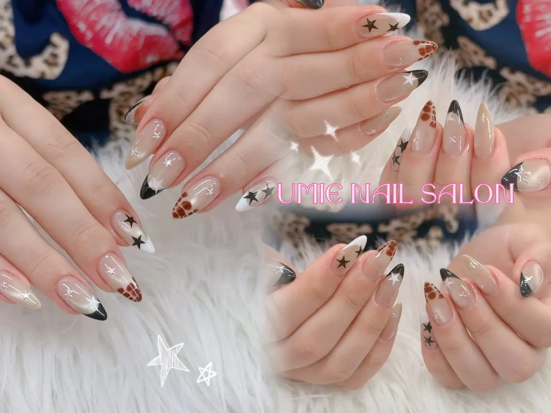 ネイル フットネイル フレンチネイル ジェルネイル ガラスフレンチ マグネットネイル UMIE NAIL SALONのネイルデザイン